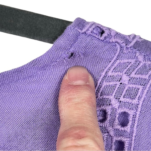 Free People Kiss Kiss Embroidered Purple Amethyst Eyelet Tunic Dress Size Medium - Picture 13 of 15